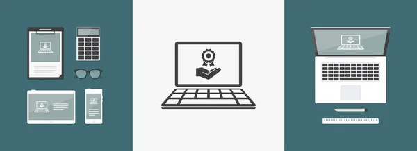 Certificação on-line - Ícone de vetor para site de computador ou appli — Vetor de Stock