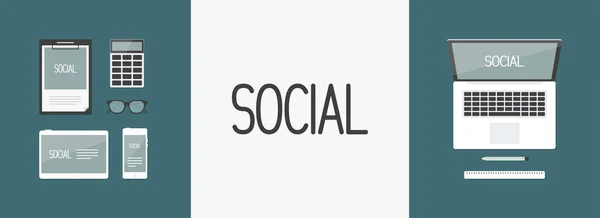 Sociale - Vector pictogram voor computer website of applicatie — Stockvector