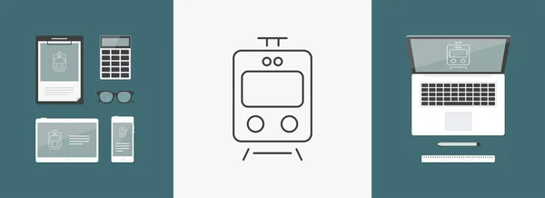 Réservation en ligne de train - Série mince — Image vectorielle