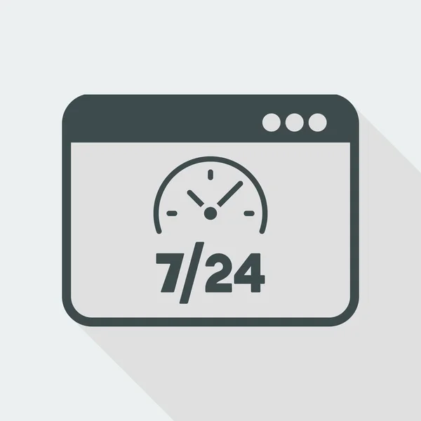 Serviços web em tempo integral 7 / 24 - Ícone plano vetorial —  Vetores de Stock