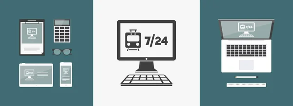 Icona del sito web della prenotazione viaggi in treno — Vettoriale Stock