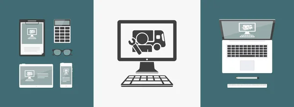 Truck assistência ícones on-line —  Vetores de Stock