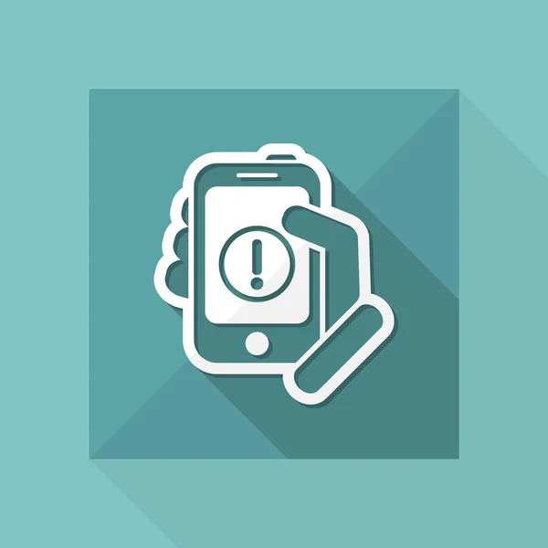 Panneau d'alerte sur l'icône de l'appareil mobile — Image vectorielle
