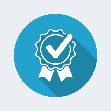 Onay işareti sertifika düz simgesi