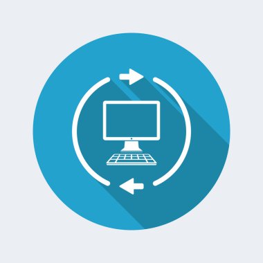 Bilgisayar eşitleme düz simgesi