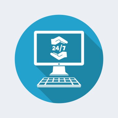 Tam zamanlı bilgisayar 24/7 Koruma simgesi