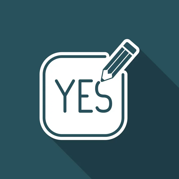 Un lápiz escribe "sí" icono — Vector de stock