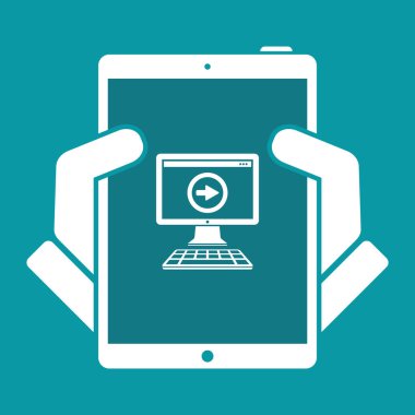 Bilgisayar ve sonraki simgesini - vektör düz en az simgesi