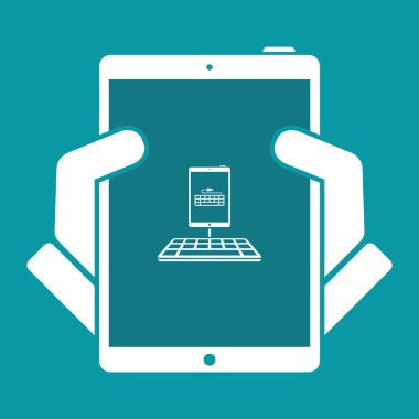 Tablet - vektör düz en az simgesi bağlı Usb klavye