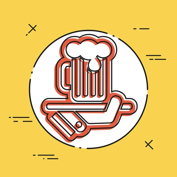 Camarero sirviendo cerveza icono — Vector de stock