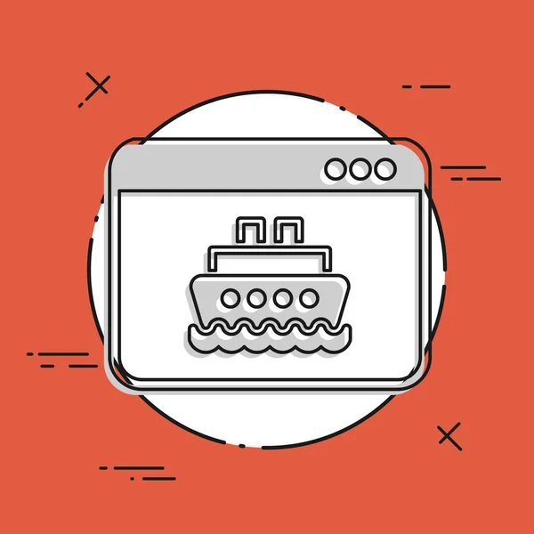 Icono de servicio web barco — Vector de stock