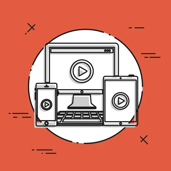 Diffusion vidéo multi-appareils — Image vectorielle