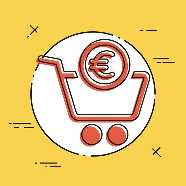 Complete shopping paying in Euro — Stock Vector