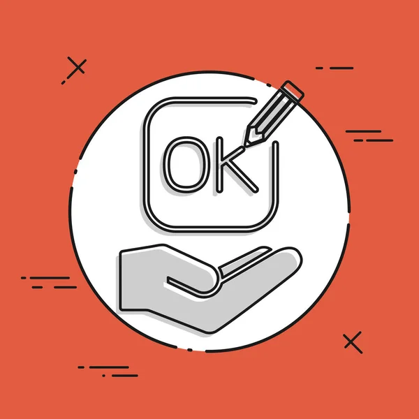 Ένα μολύβι γράφει το εικονίδιο «ok» — Διανυσματικό Αρχείο