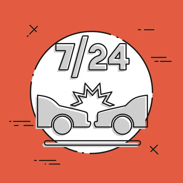 Assistance accident de voiture 7 / 24 icône — Image vectorielle