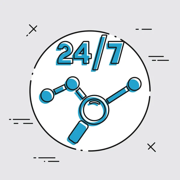 Servicios de informes de datos 24 / 7 icono — Vector de stock