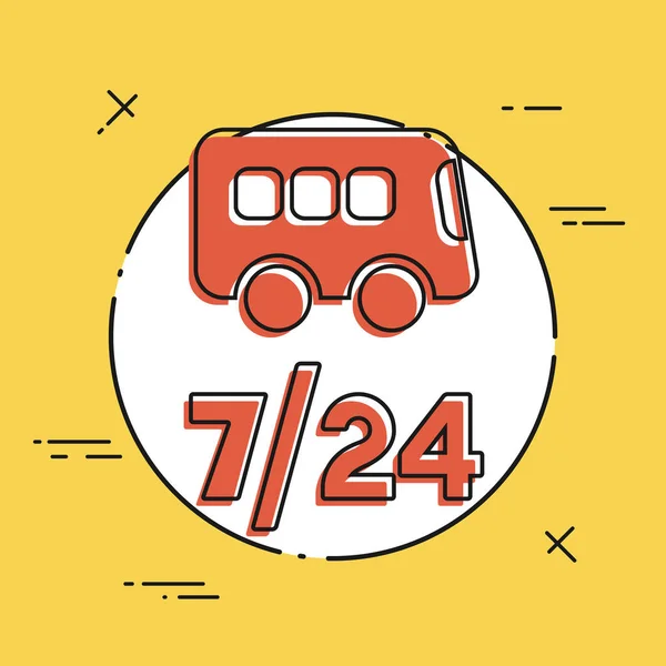 Servicio de autobús 7 / 24 icono — Vector de stock