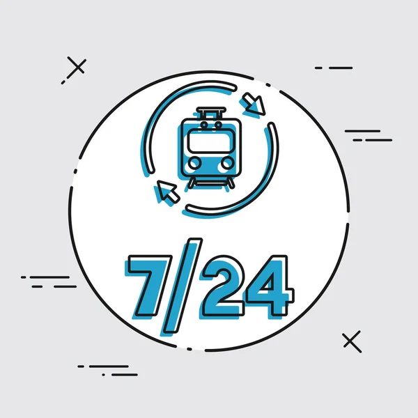 Servicios de tren 7 / 24 icono — Vector de stock