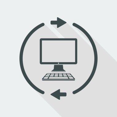 Bilgisayar eşitleme düz simgesi