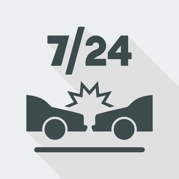 Asistencia en accidentes de coche 7 / 24 icono — Vector de stock