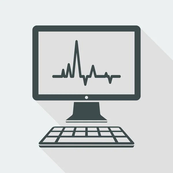 EKG en el icono de la pantalla del ordenador — Vector de stock