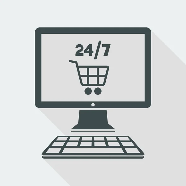 Shopping en ligne 24 / 7 icône — Image vectorielle
