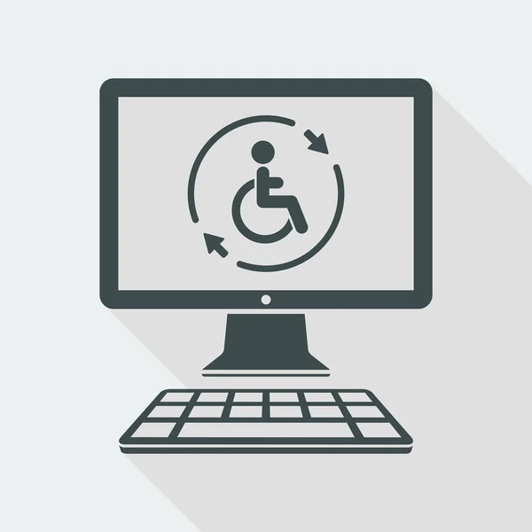 Handicap full assistance online icon — Stock Vector