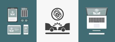 Tek izole araba kazasında simge vektör çizim