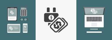 Tek izole enerji maliyeti simge vektör çizim