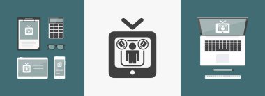 Tek izole ev video simge vektör çizim