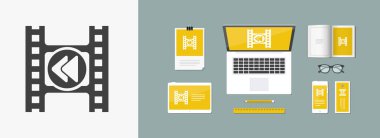 Tek izole video geri sarma simge vektör çizim