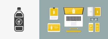 İzole edilmiş tek bir içki şişesi simgesinin vektör illüstrasyonu 