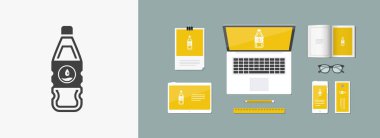 İzole edilmiş tek bir su şişesi simgesinin vektör çizimi 