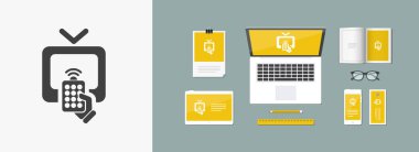 Tek izole tv uzaktan simge vektör çizim