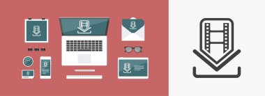 Tek izole film indir simge vektör çizim