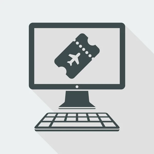 Online-Buchung Flugticket - Vektor-Symbol für Computer-Websit — Stockvektor