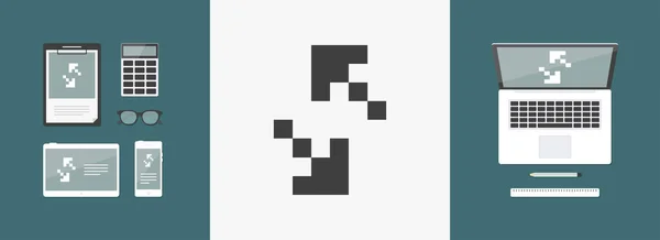 Ilustracja wektorowa pikseli komputer ikony — Wektor stockowy