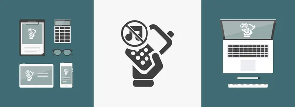 Ilustración vectorial del icono de un solo teléfono silencioso aislado — Vector de stock
