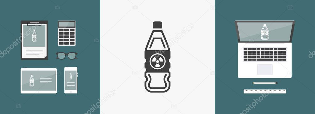 Vector illustration of single isolated nuclear bottle icon 