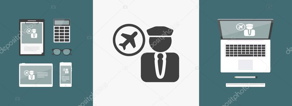 Vector illustration of single isolated air pilot icon 