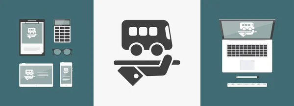 Hotel pictogram. Busdienst. — Stockvector