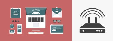 Yönlendirici - düz en az simgesi