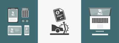 Araba sigorta ödeme - dolar - vektör web simgesi