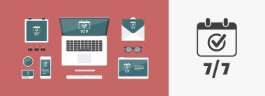 Sürekli Hizmetler yedi gün - vektör web simgesi