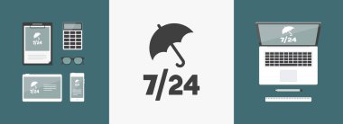 Sürekli koruma hizmetleri 24/7 - vektör web simgesi