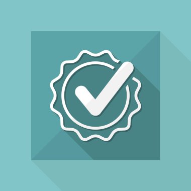 Onay işareti sertifika düz simgesi