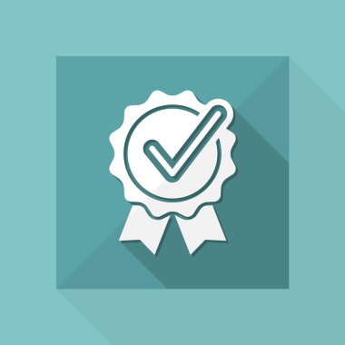 Onay işareti sertifika düz simgesi