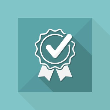 Onay işareti sertifika düz simgesi