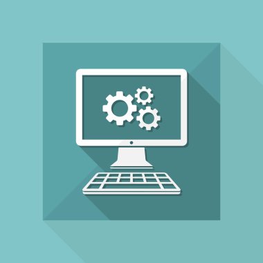 Bilgisayar ayarları düz simgesi