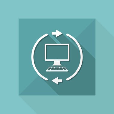 Bilgisayar eşitleme düz simgesi